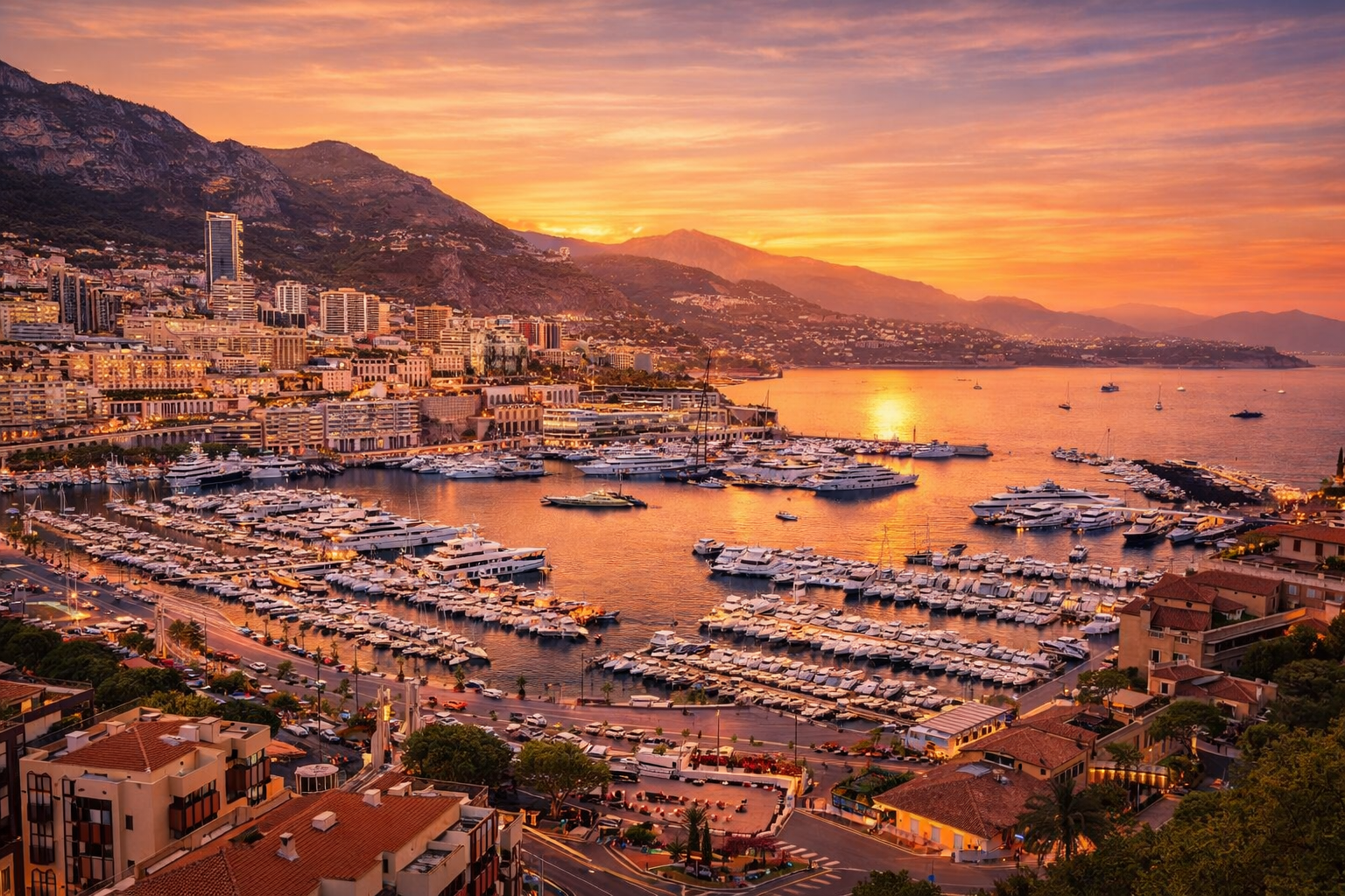 Port Hercule Monaco - Port de plaisance avec yachts de luxe, vue sur la Principauté et zone d'événements sportifs