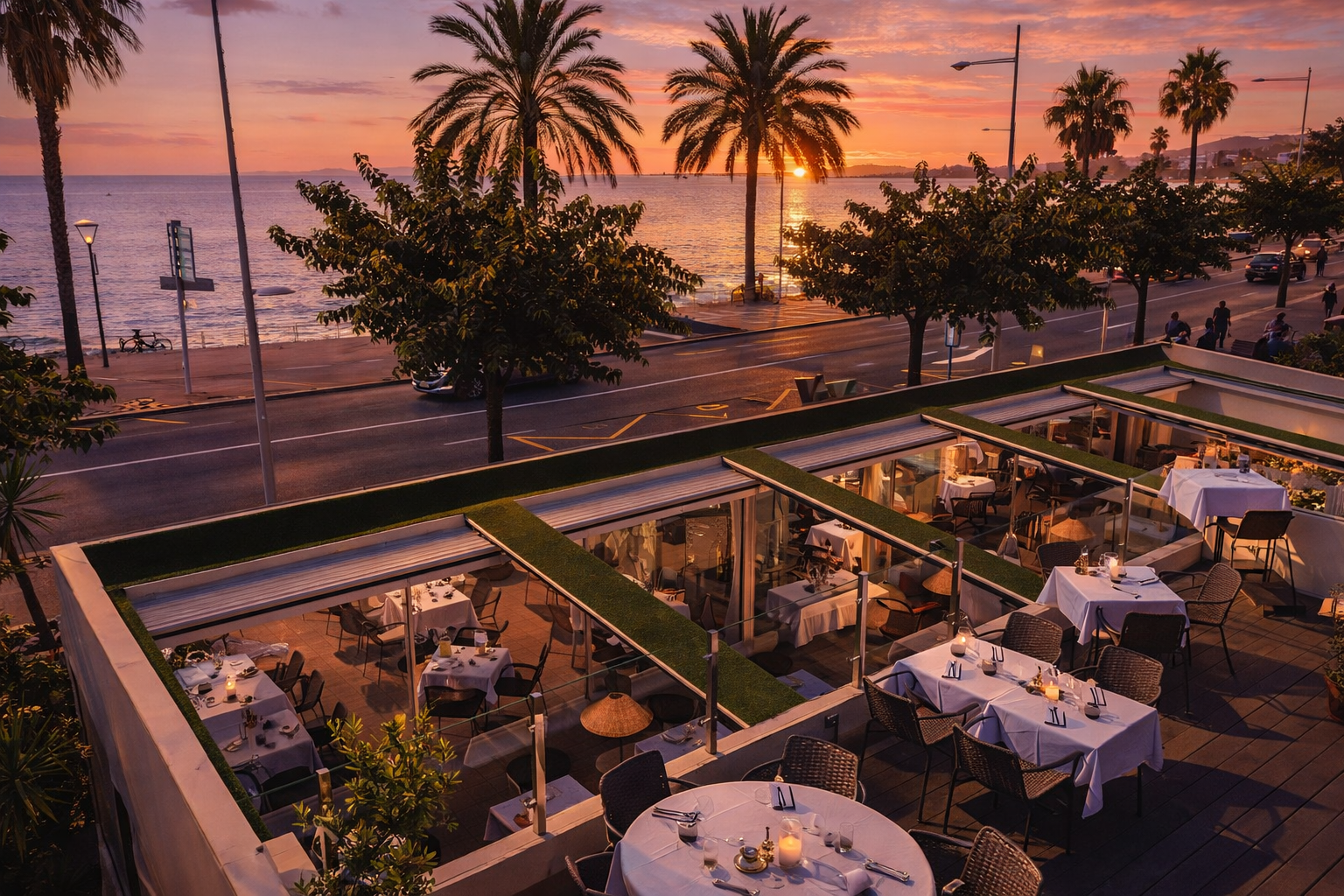 Restaurant Vivo au Cros-de-Cagnes - Restaurant méditerranéen en bord de mer avec terrasse et rooftop, vue panoramique sur la Méditerranée